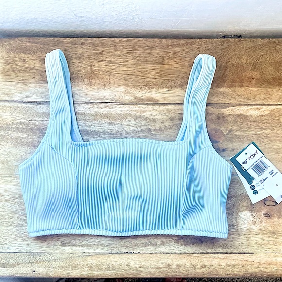New Roxy Light Blue Ribbed Bikini Set Sz M - Picture 12 of 12
